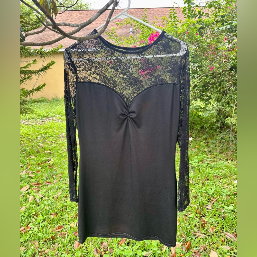 Elegant Black Lace Long Sleeve Dress